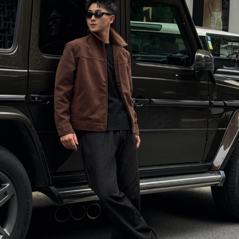 Essential Sude Jacket-Coffee Brown