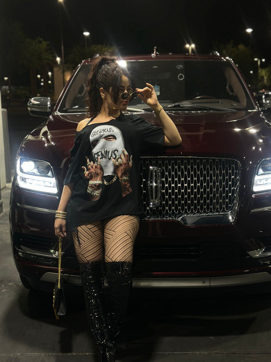 Camiseta "Glorious Genius" – Urban Luxury & Mask Graphic Tee