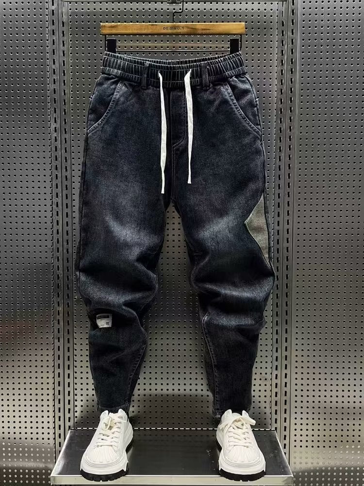 Jeans Térmicos con Forro de Felpa – Corte Holgado, Elásticos y Estilo Urbano Lavado