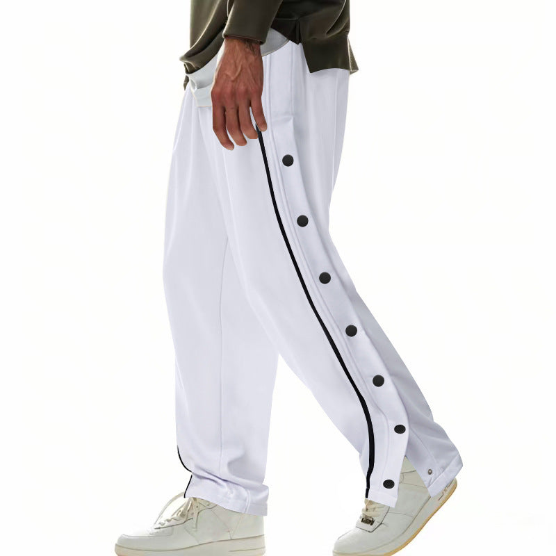 Pantalones de Baloncesto con Botones Laterales - Joggers Retro de Apertura Rápida para Hombre