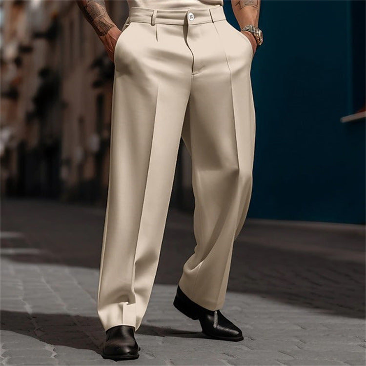 Pantalón de Vestir Moderno Slim Fit - Pantalones Formales Rectos con Bolsillo Diagonal