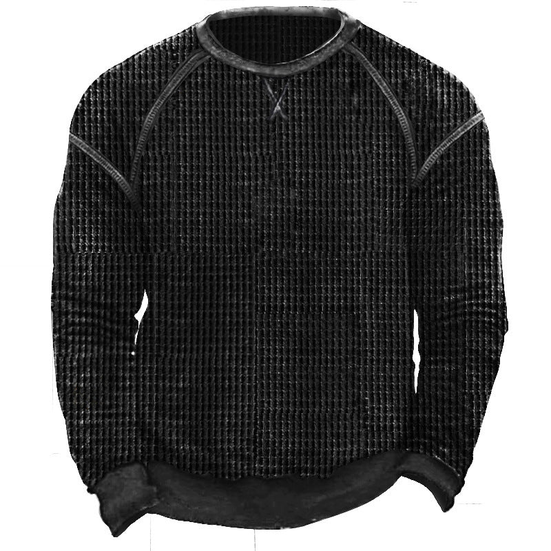 Sudadera de Punto Gofre Estilo "Waffle" - Top Casual de Corte Relajado para Hombre