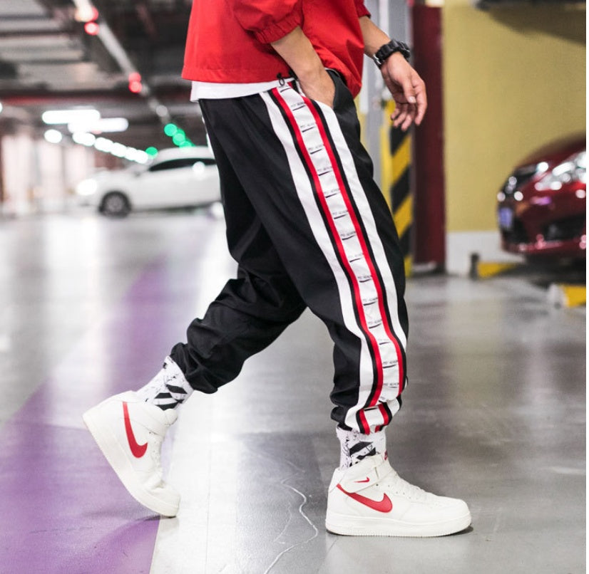 Pantalones Jogger Harem estilo Hip Hop para Hombre – Corte Holgado con Franjas Laterales