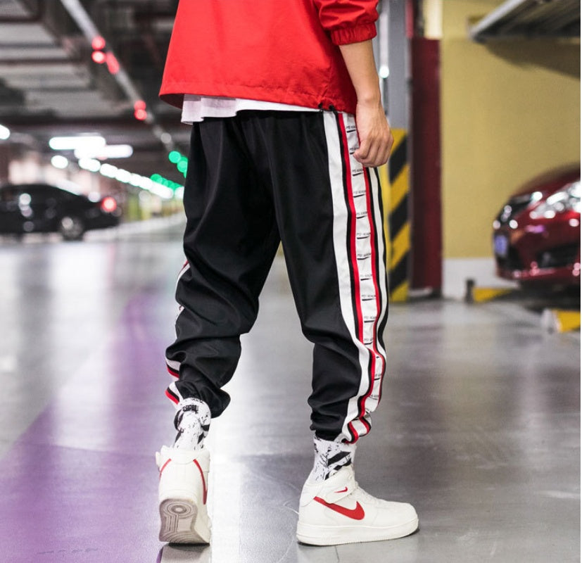 Pantalones Jogger Harem estilo Hip Hop para Hombre – Corte Holgado con Franjas Laterales