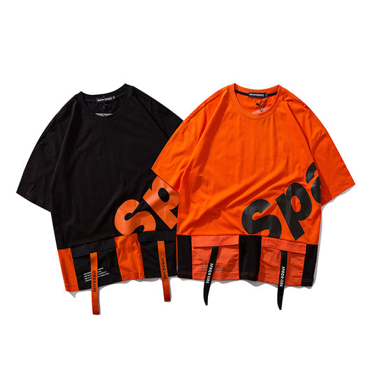 Camiseta Streetwear "Urban Cargo" de Corte Oversize con Bolsillo Táctico y Gráficos Bold