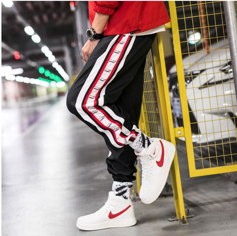 Pantalones Jogger Harem estilo Hip Hop para Hombre – Corte Holgado con Franjas Laterales