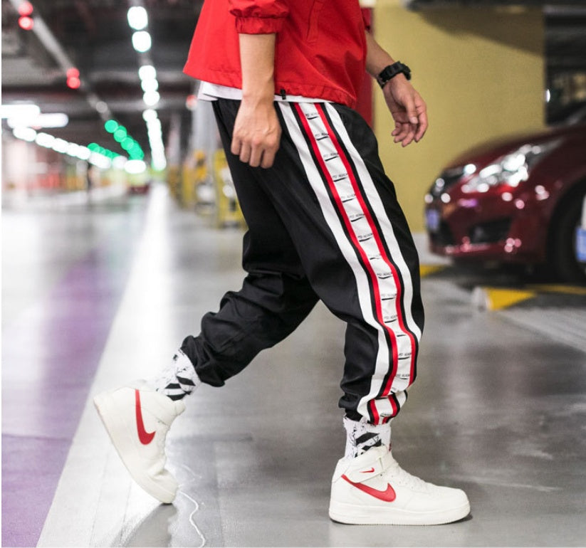 Pantalones Jogger Harem estilo Hip Hop para Hombre – Corte Holgado con Franjas Laterales