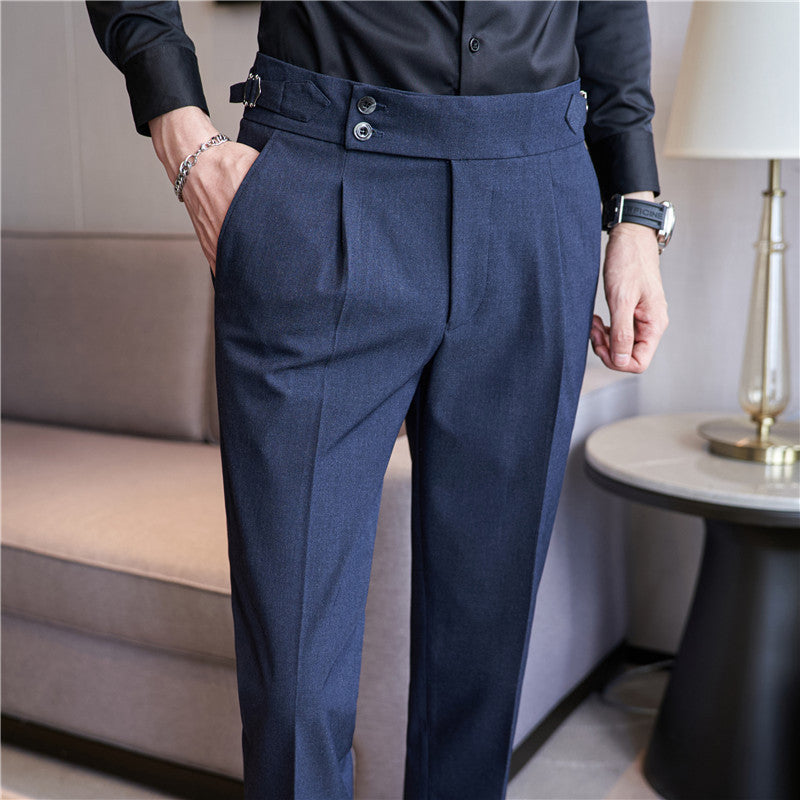 Pantalones de Traje Ajustados de Talle Alto - Estilo "Light Business" con Cintura de Doble Botón
