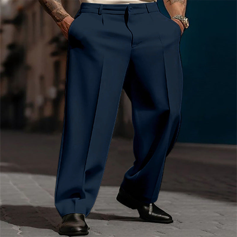 Pantalón de Vestir Moderno Slim Fit - Pantalones Formales Rectos con Bolsillo Diagonal