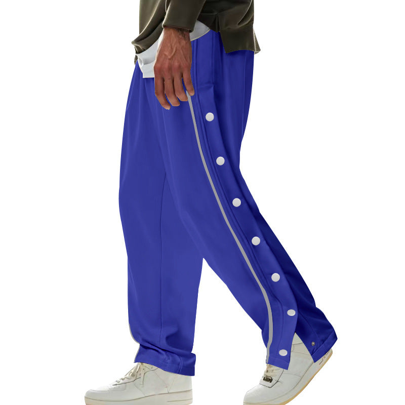 Pantalones de Baloncesto con Botones Laterales - Joggers Retro de Apertura Rápida para Hombre