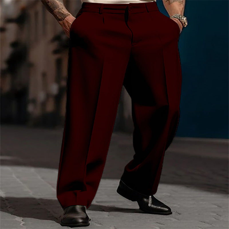 Pantalón de Vestir Moderno Slim Fit - Pantalones Formales Rectos con Bolsillo Diagonal