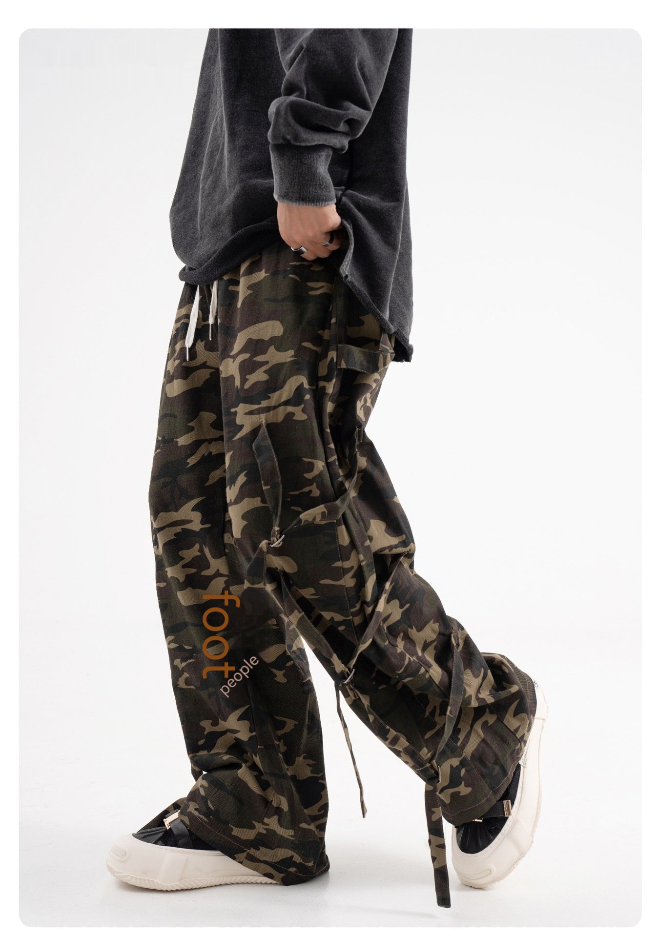 Pantalones Cargo Camuflaje Estilo Retro Americano – Baggy Fit con Cintura Elástica