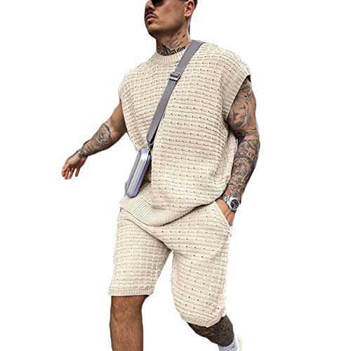 Conjunto de Verano Premium para Hombre: Camisa de Manga Corta y Shorts con Textura Waffle