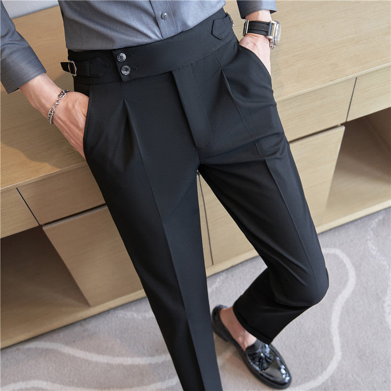 Pantalones de Traje Ajustados de Talle Alto - Estilo "Light Business" con Cintura de Doble Botón