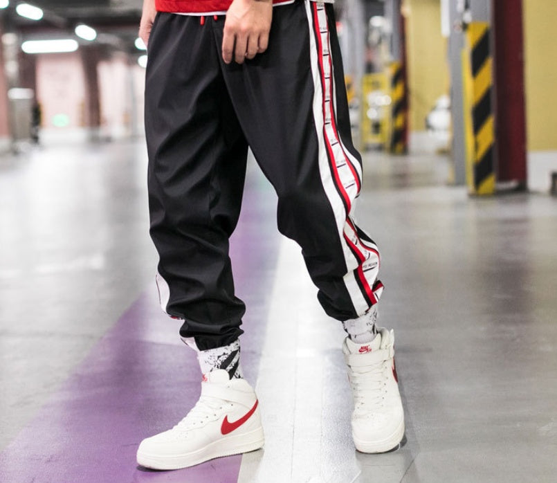 Pantalones Jogger Harem estilo Hip Hop para Hombre – Corte Holgado con Franjas Laterales