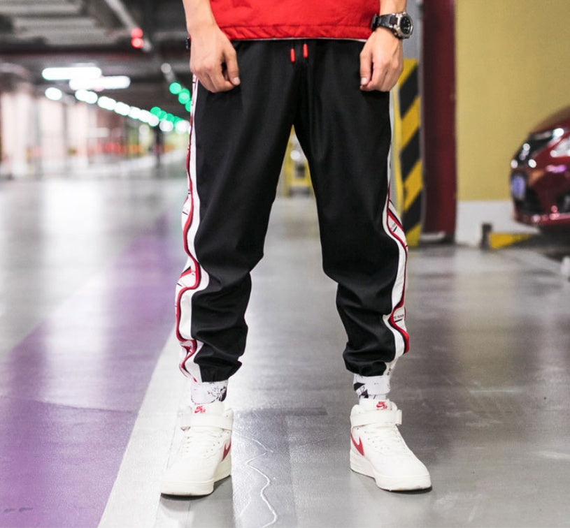 Pantalones Jogger Harem estilo Hip Hop para Hombre – Corte Holgado con Franjas Laterales