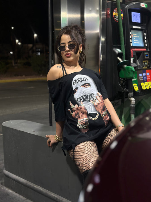 Camiseta "Glorious Genius" – Urban Luxury & Mask Graphic Tee