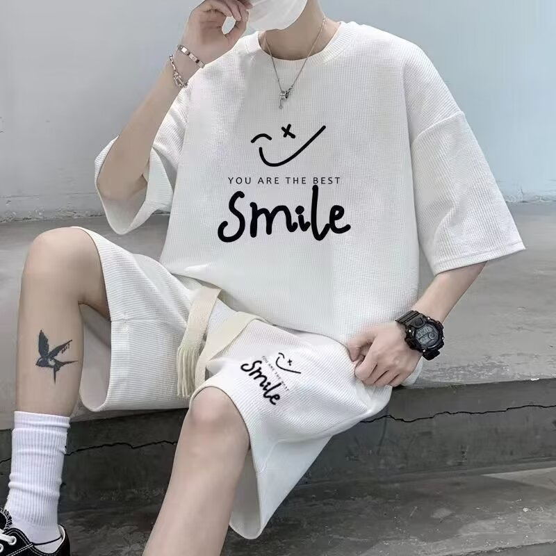 Conjunto Deportivo "Waffle" para Joven - Camiseta de Manga Corta y Bermudas (Estilo Casual de Verano)