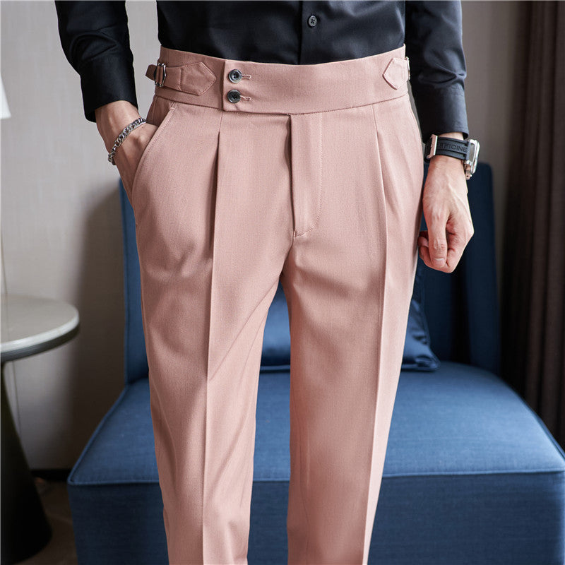 Pantalones de Traje Ajustados de Talle Alto - Estilo "Light Business" con Cintura de Doble Botón