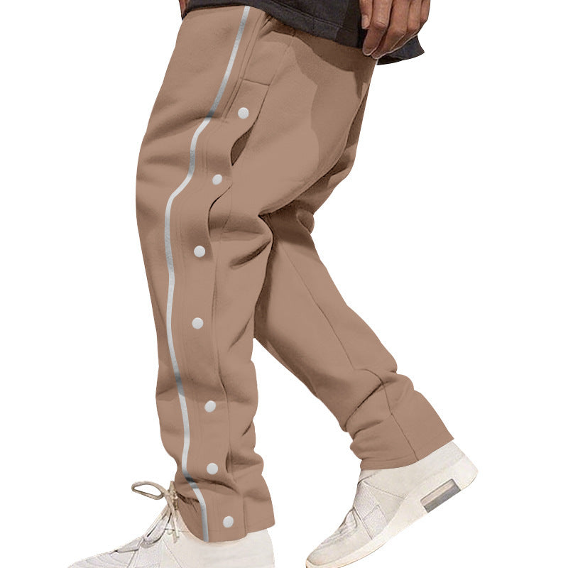 Pantalones de Baloncesto con Botones Laterales - Joggers Retro de Apertura Rápida para Hombre