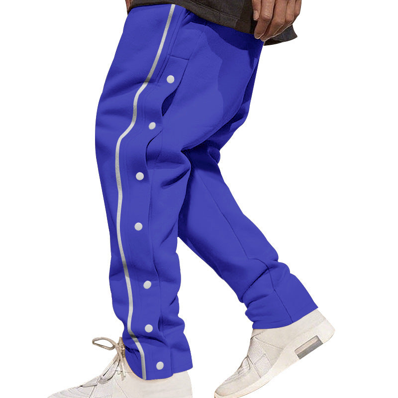 Pantalones de Baloncesto con Botones Laterales - Joggers Retro de Apertura Rápida para Hombre
