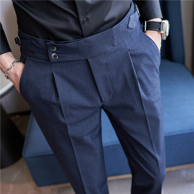 Pantalones de Traje Ajustados de Talle Alto - Estilo "Light Business" con Cintura de Doble Botón