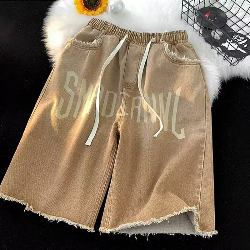 Shorts Denim Retro "Old School" - Bermudas Hip Hop de Cintura Elástica