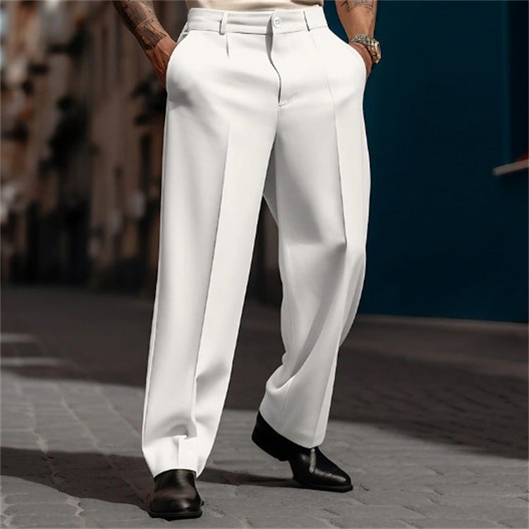 Pantalón de Vestir Moderno Slim Fit - Pantalones Formales Rectos con Bolsillo Diagonal