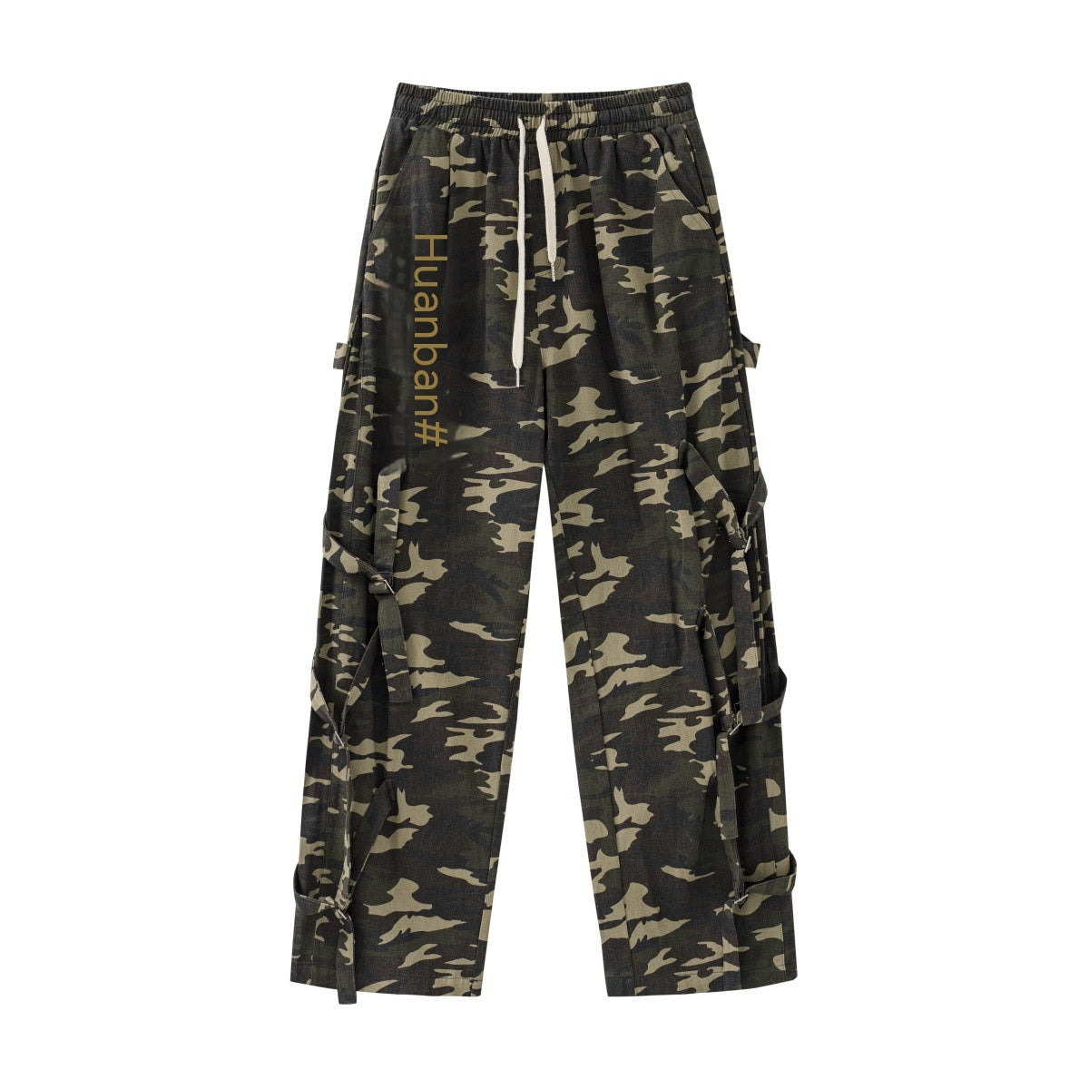 Pantalones Cargo Camuflaje Estilo Retro Americano – Baggy Fit con Cintura Elástica