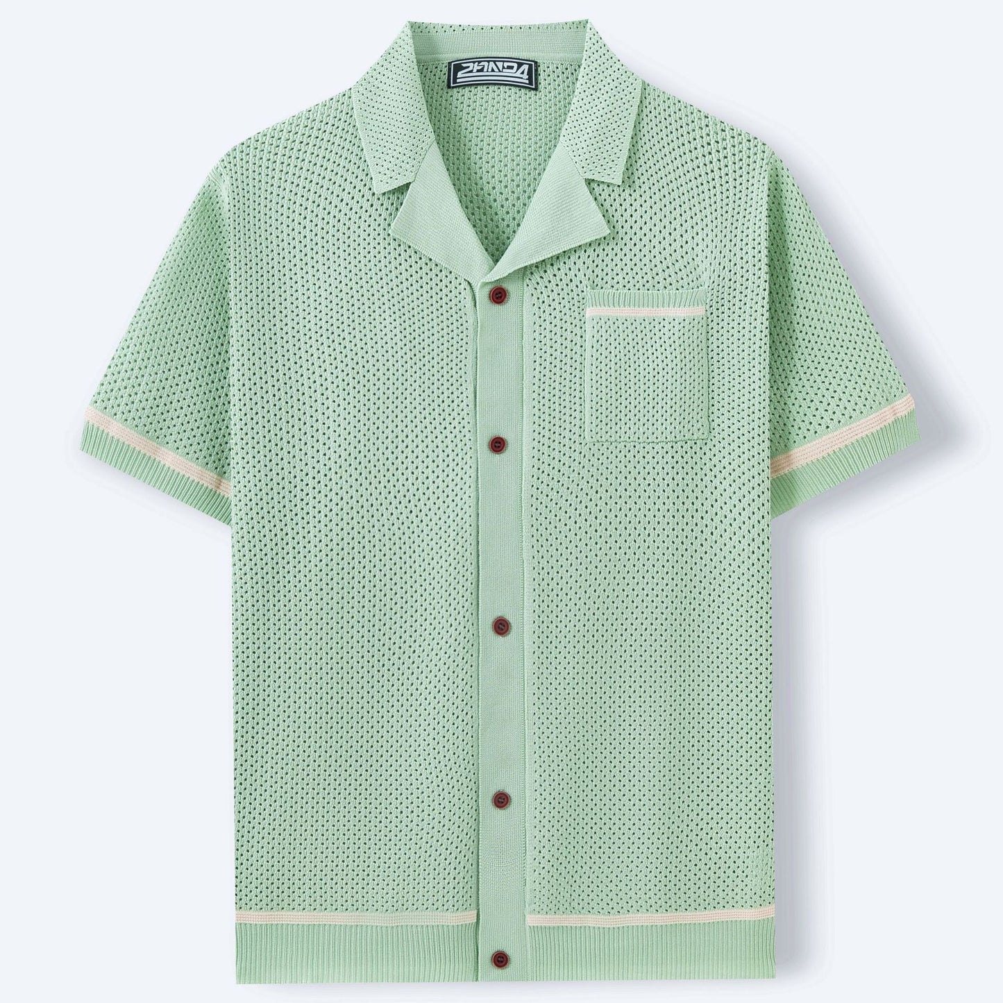 Polo de Punto Premium con Cuello Cubano para Hombre - Estilo Retro de Verano