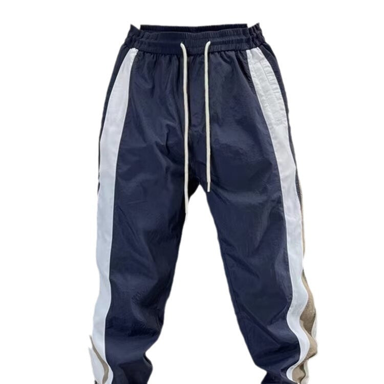 Joggers Retro Americano con Rayas de Contraste - Pantalón Deportivo Cónico y Holgado