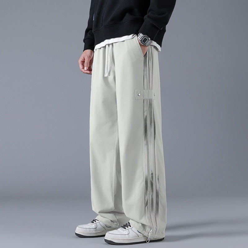 Pantalones High-Street de Tres Rayas – Joggers Urbanos de Pierna Recta y Tela de Bambú