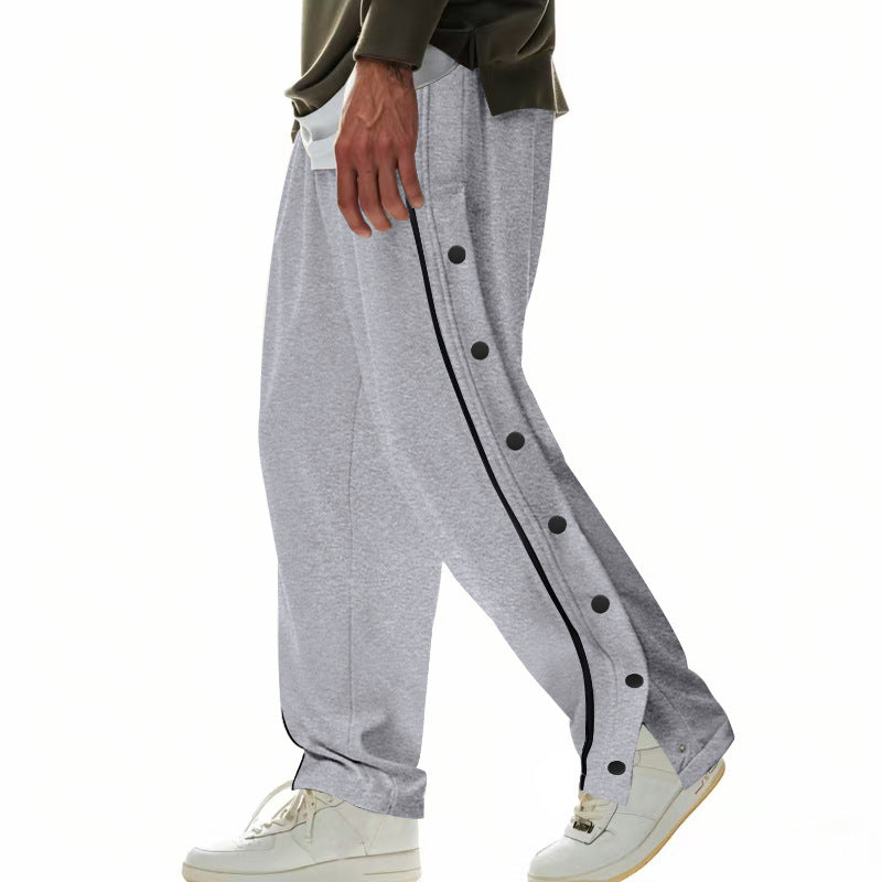 Pantalones de Baloncesto con Botones Laterales - Joggers Retro de Apertura Rápida para Hombre