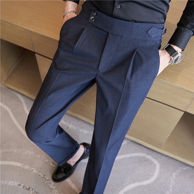 Pantalones de Traje Ajustados de Talle Alto - Estilo "Light Business" con Cintura de Doble Botón