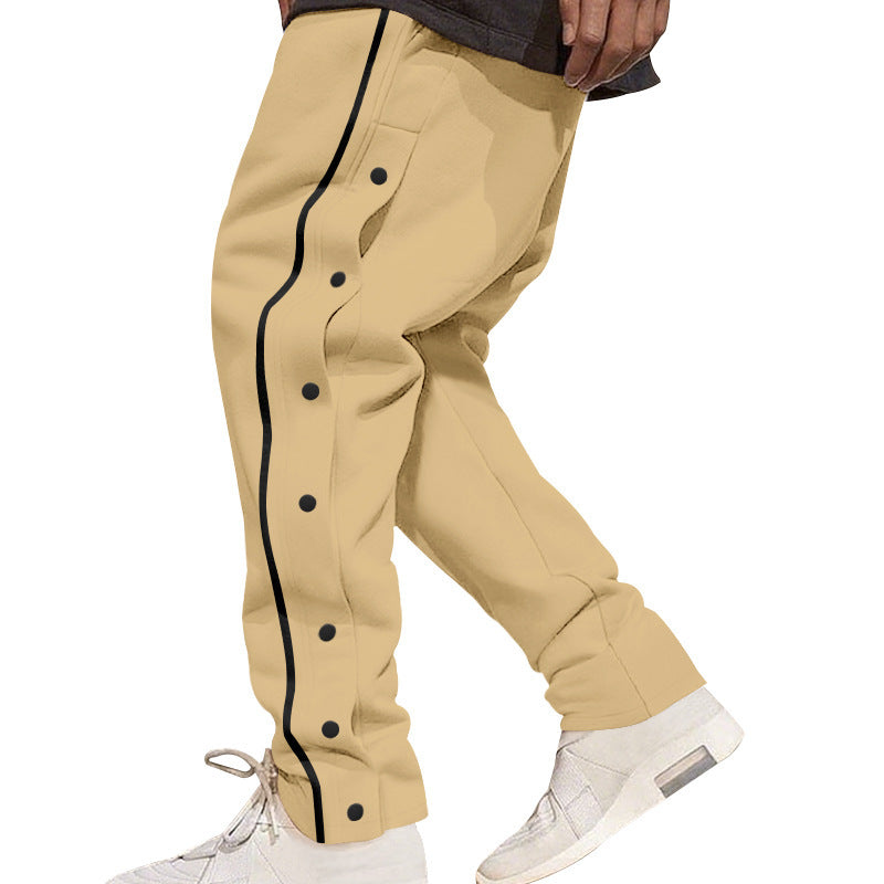 Pantalones de Baloncesto con Botones Laterales - Joggers Retro de Apertura Rápida para Hombre