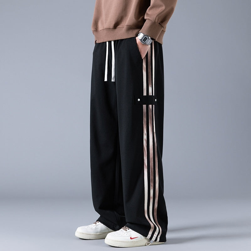 Pantalones High-Street de Tres Rayas – Joggers Urbanos de Pierna Recta y Tela de Bambú