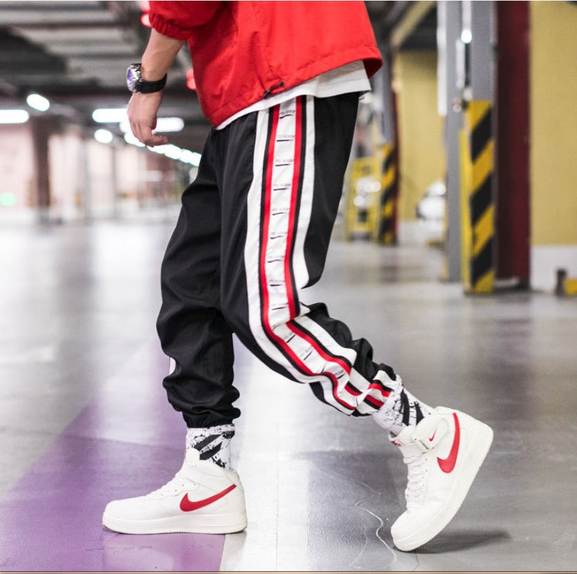 Pantalones Jogger Harem estilo Hip Hop para Hombre – Corte Holgado con Franjas Laterales