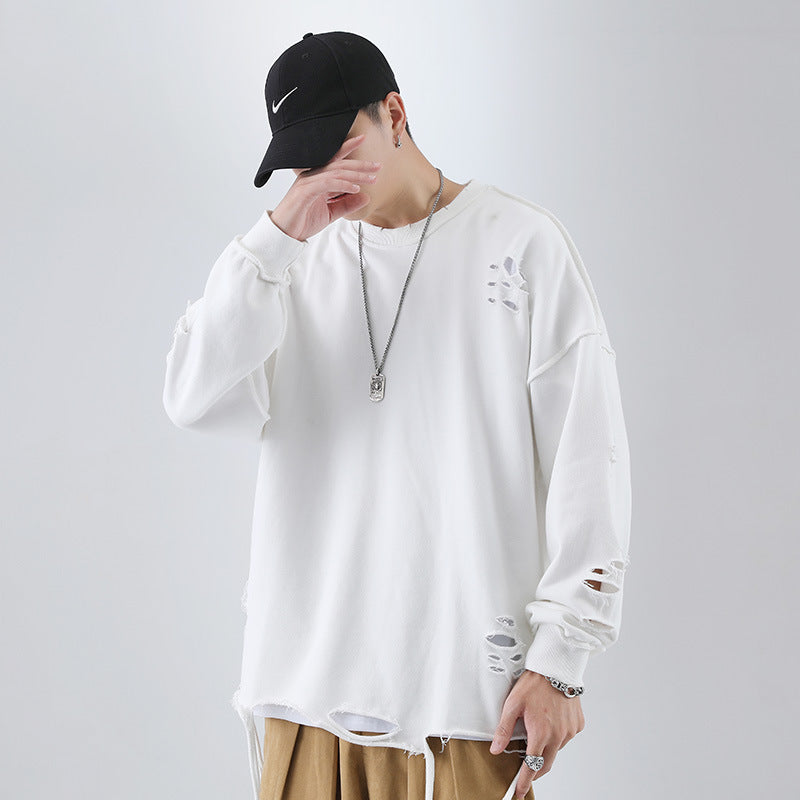 Suéter Oversize "Ripped Streetwear" para Hombre - Estilo Urbano Holgado con Detalles Rasgados