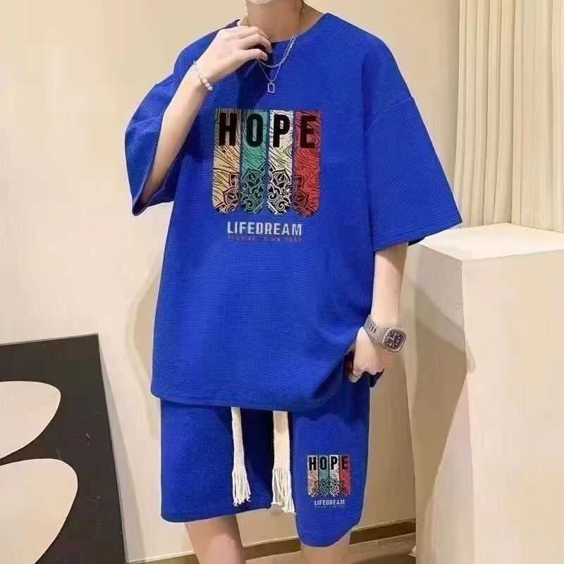Conjunto Deportivo "Waffle" para Joven - Camiseta de Manga Corta y Bermudas (Estilo Casual de Verano)