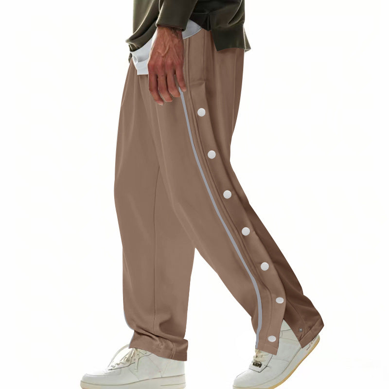 Pantalones de Baloncesto con Botones Laterales - Joggers Retro de Apertura Rápida para Hombre