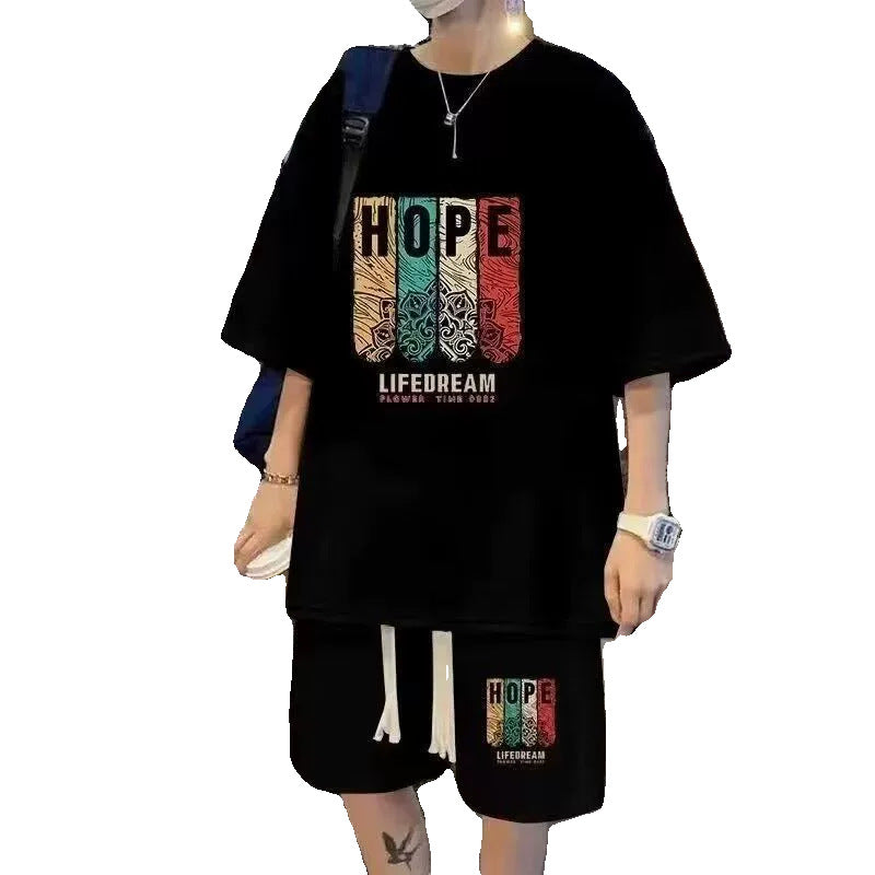 Conjunto Deportivo "Waffle" para Joven - Camiseta de Manga Corta y Bermudas (Estilo Casual de Verano)