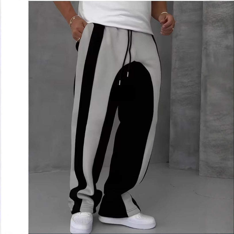 Pantalones Rectos Bicolores Casuales - Joggers Versátiles de Corte Holgado para Hombre