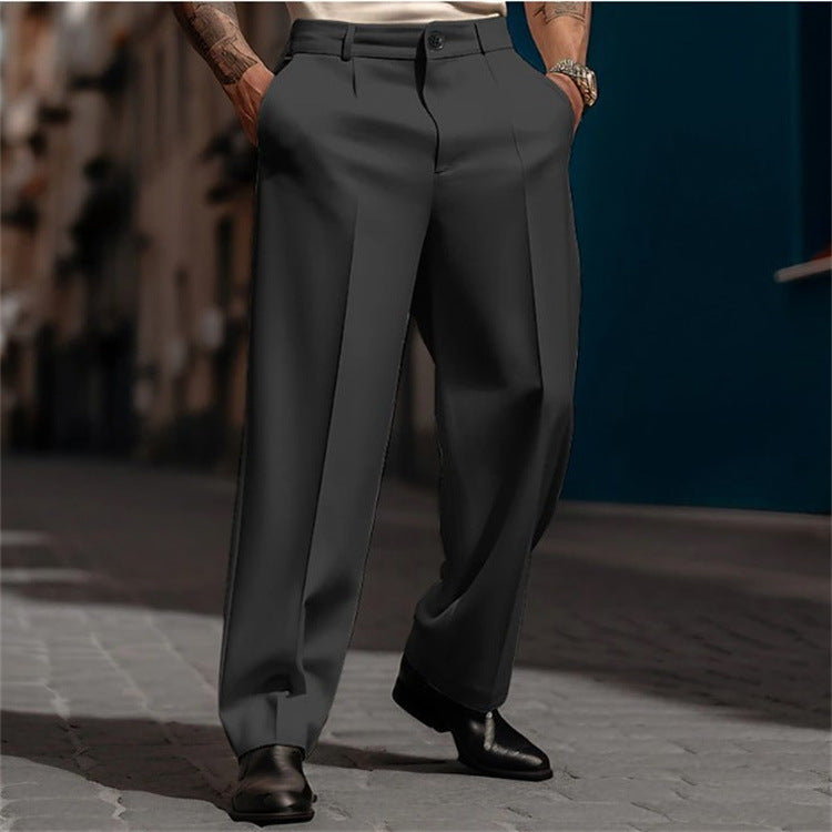 Pantalón de Vestir Moderno Slim Fit - Pantalones Formales Rectos con Bolsillo Diagonal