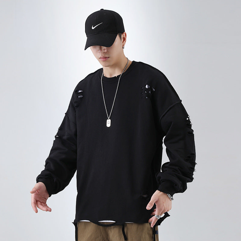 Suéter Oversize "Ripped Streetwear" para Hombre - Estilo Urbano Holgado con Detalles Rasgados