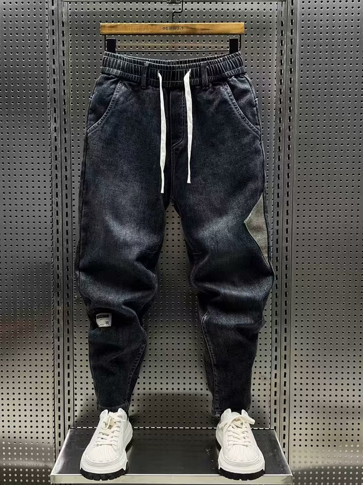 Jeans Térmicos con Forro de Felpa – Corte Holgado, Elásticos y Estilo Urbano Lavado