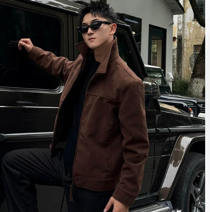 Essential Sude Jacket-Coffee Brown