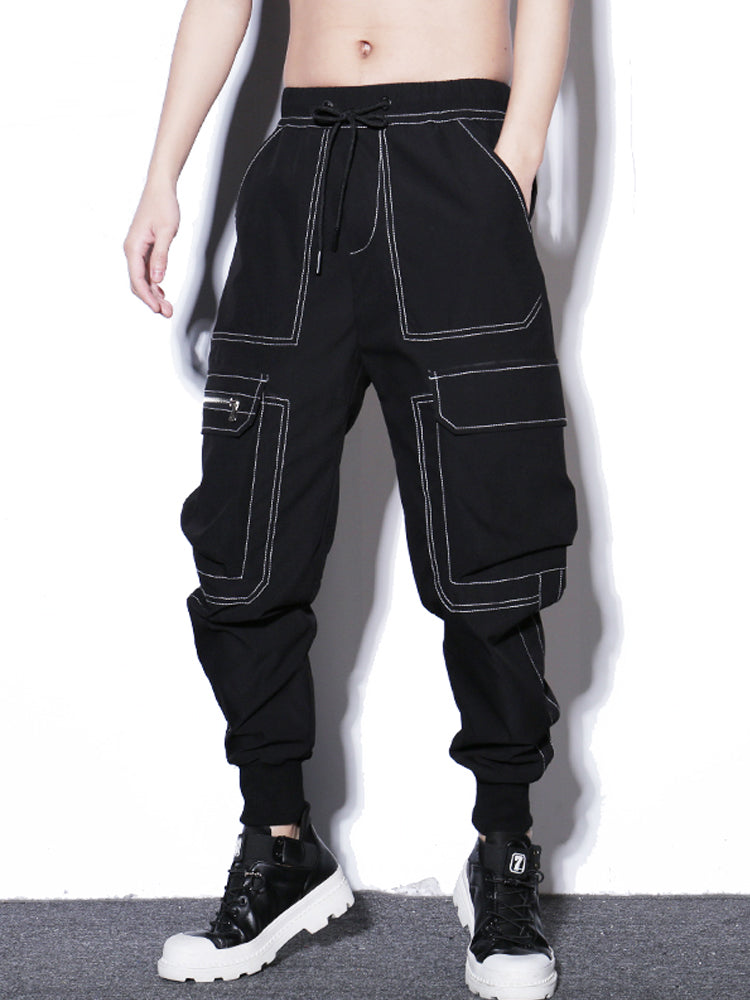 Pantalones Casuales de Algodón Minimalistas - Joggers de Corte Recto con Cordón Ajustable