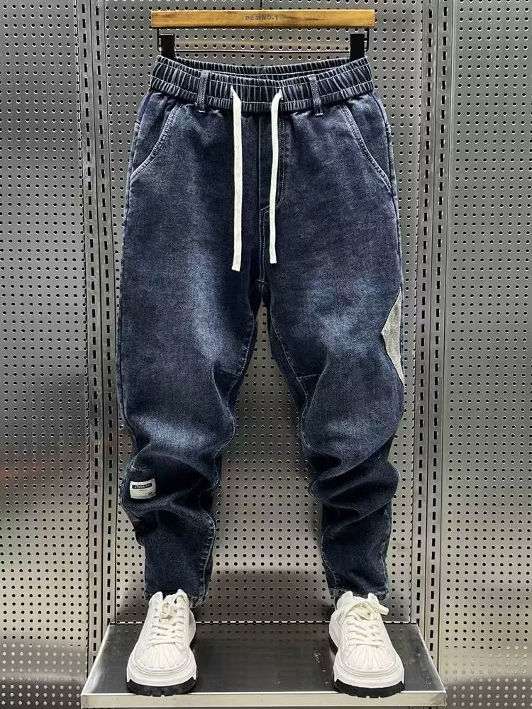 Jeans Térmicos con Forro de Felpa – Corte Holgado, Elásticos y Estilo Urbano Lavado