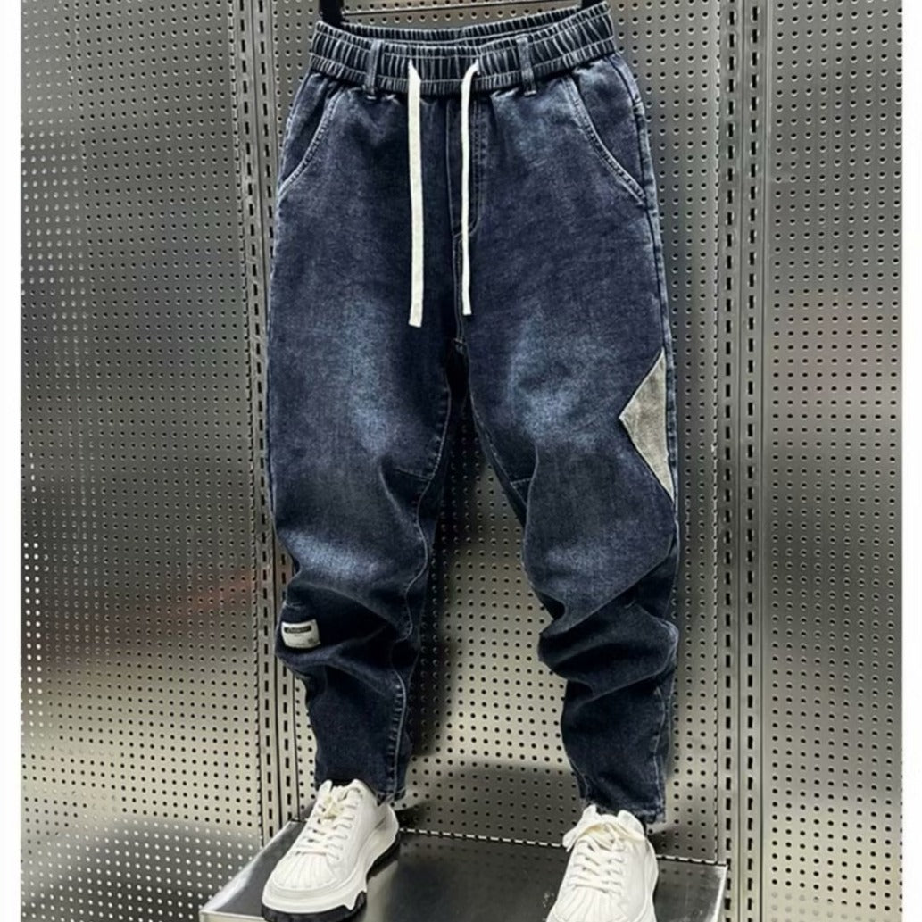 Jeans Térmicos con Forro de Felpa – Corte Holgado, Elásticos y Estilo Urbano Lavado
