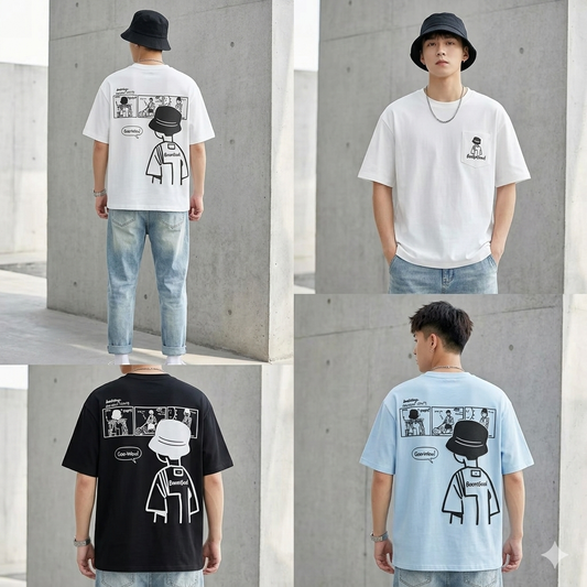 Brand Short Sleeve Ins 100 Cotton Coat Summer Men's Printed T-shirt Trendy Men And Women All-matching Crew Neck T-shirt Men